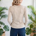  Solid Color Frill Detail Long Sleeve Top | S-XL