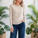  Solid Color Frill Detail Long Sleeve Top | S-XL