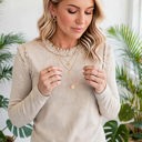  Solid Color Frill Detail Long Sleeve Top | S-XL