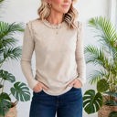 Solid Color Frill Detail Long Sleeve Top | S-XL