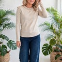  Solid Color Frill Detail Long Sleeve Top | S-XL