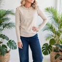 Solid Color Frill Detail Long Sleeve Top | S-XL