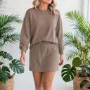  Velora Cozy Drop Shoulder Drawstring Mini Skirt Set | S-XL