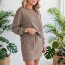  Velora Cozy Drop Shoulder Drawstring Mini Skirt Set | S-XL
