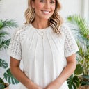  Seamed Detail Contrast Lace Raglan Sleeve Top | S-XL