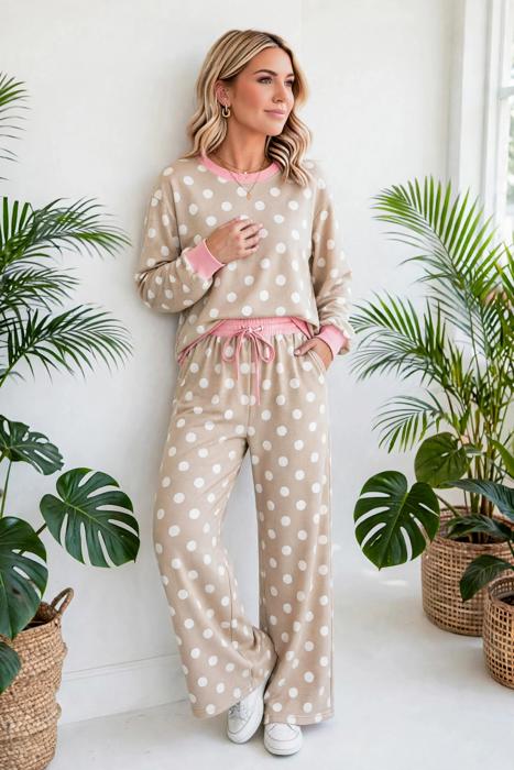 Dot & Dash Contrast Two-Piece Set | S-XL