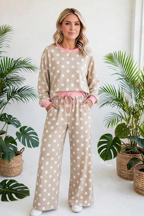 Dot & Dash Contrast Two-Piece Set | S-XL