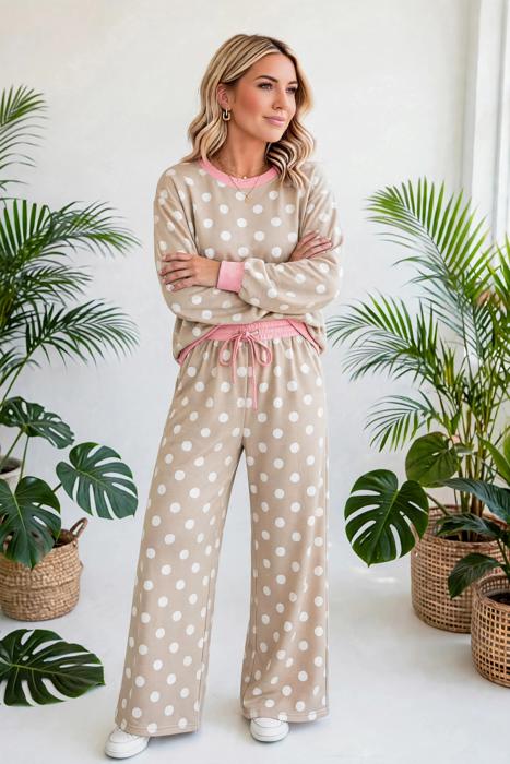Dot & Dash Contrast Two-Piece Set | S-XL