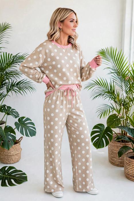 Dot & Dash Contrast Two-Piece Set | S-XL