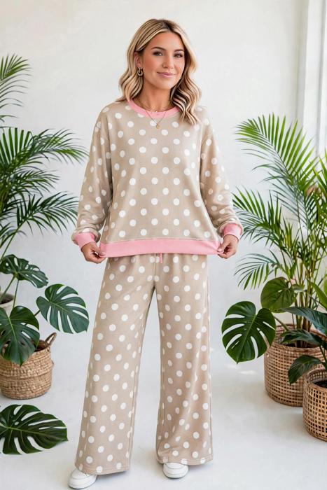 Dot & Dash Contrast Two-Piece Set | S-XL