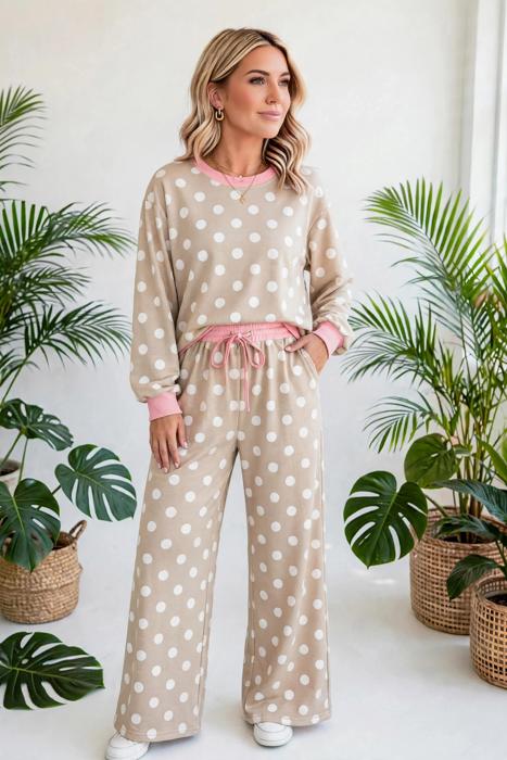 Dot & Dash Contrast Two-Piece Set | S-XL