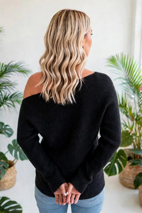 Off Shoulder Knit Sweater