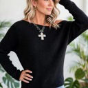  Off Shoulder Knit Sweater