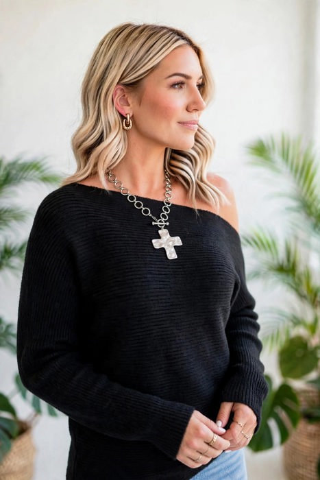 Off Shoulder Knit Sweater