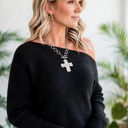  Off Shoulder Knit Sweater