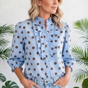 Medium Sky Blue Polka & Stripe Style Shift Top | S-XL