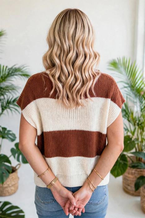 Colorwave Striped V Neck Knit Sweater | S-XL