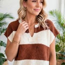  Colorwave Striped V Neck Knit Sweater | S-XL