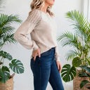  Textured Lace Sleeve Pullover | S-2XL