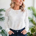 Small White Textured Lace Sleeve Pullover | S-2XL