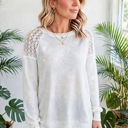  Textured Lace Sleeve Pullover | S-2XL