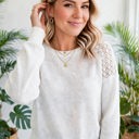  Textured Lace Sleeve Pullover | S-2XL