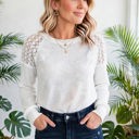  Textured Lace Sleeve Pullover | S-2XL