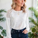  Textured Lace Sleeve Pullover | S-2XL