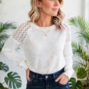  Textured Lace Sleeve Pullover | S-2XL