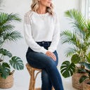  Textured Lace Sleeve Pullover | S-2XL