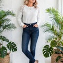  Textured Lace Sleeve Pullover | S-2XL