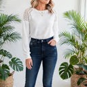  Textured Lace Sleeve Pullover | S-2XL