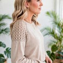  Textured Lace Sleeve Pullover | S-2XL