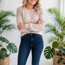  Textured Lace Sleeve Pullover | S-2XL