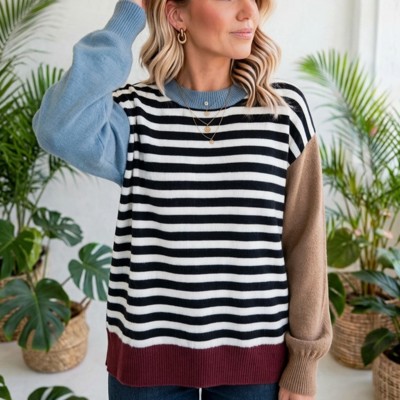 Statement Stripe Chic Colorblock Sweater | S-XL