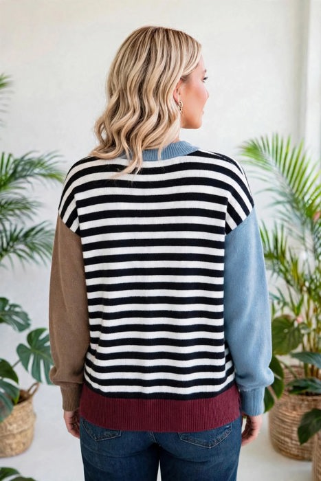 Statement Stripe Chic Colorblock Sweater | S-XL