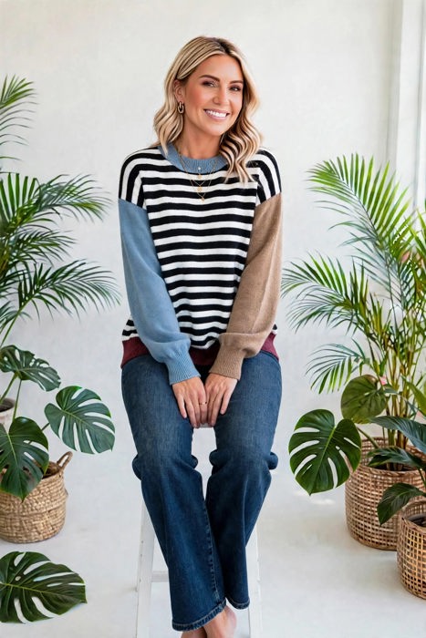 Statement Stripe Chic Colorblock Sweater | S-XL