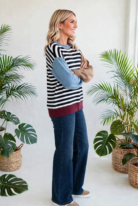 Statement Stripe Chic Colorblock Sweater | S-XL