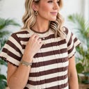  Stripe & Stitch Knit Cable Sweater | S-XL