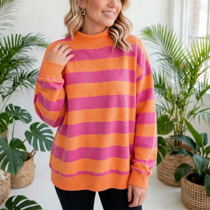 Chroma Stripe Relaxed Sweatshirt | S-XL