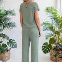  Short Sleeve Wide Leg Ribbed Jumpsuit | S-XXL