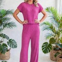  Short Sleeve Wide Leg Ribbed Jumpsuit | S-XXL