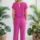  Short Sleeve Wide Leg Ribbed Jumpsuit | S-XXL