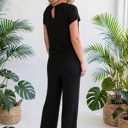  Short Sleeve Wide Leg Ribbed Jumpsuit | S-XXL