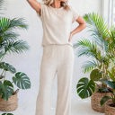  Short Sleeve Wide Leg Ribbed Jumpsuit | S-XXL