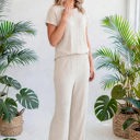  Short Sleeve Wide Leg Ribbed Jumpsuit | S-XXL
