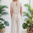  Short Sleeve Wide Leg Ribbed Jumpsuit | S-XXL