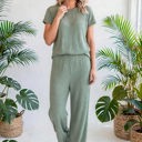  Short Sleeve Wide Leg Ribbed Jumpsuit | S-XXL