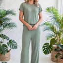  Short Sleeve Wide Leg Ribbed Jumpsuit | S-XXL