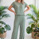  Short Sleeve Wide Leg Ribbed Jumpsuit | S-XXL